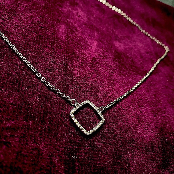Silver Diamond Rhombus Chain Necklace by White House Black Market [NEW] - Picture 1 of 5